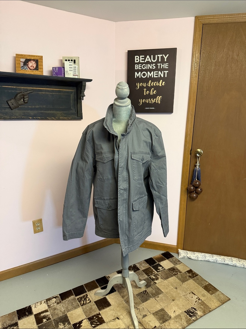 George Men's Gray Field Jacket with Utility Pockets